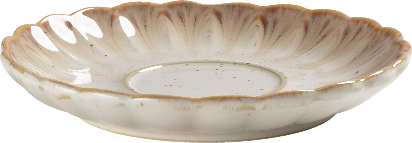 VEGA Flora Coffee Saucers, Porcelain, Rose/Beige, Flower-shaped Wave Design, 13.7 cm Diameter, Set of 6