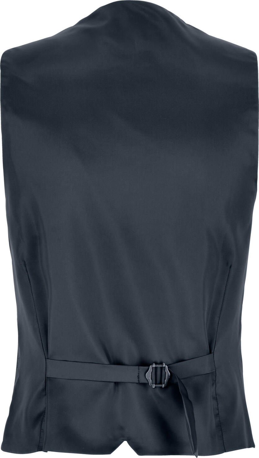 Jobeline Charleston Men's Vest, Size 52, Greyish Blue Polyester Waistcoat with Herringbone Pattern, 3 Piped Pockets and Adjustable Back Strap