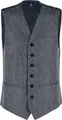 Jobeline Charleston Men's Vest, Size 52, Greyish Blue Polyester Waistcoat with Herringbone Pattern, 3 Piped Pockets and Adjustable Back Strap