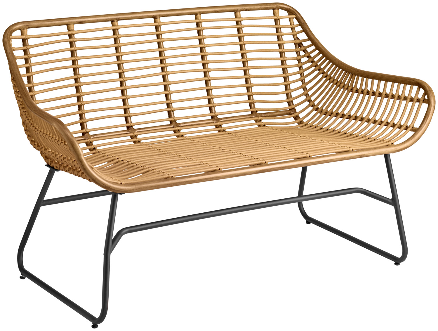 VEGA LUSINI Solutions GmbH Outdoor sofa Tomeo 2-seater Outdoor Sofa Tomeo 2-Sitzer, Bambus-Look Outdoor sofa Tomeo 2-seater; 134x73x82 cm (WxDxH); seat light-brown, base black Outdoor Sofa Tomeo 2-Sitzer, Bambus-Look; 134x73x82 cm (BxTxH); Sitz hellbraun, Gestell schwarz 2-seater sofa made of a powder-coated steel frame and polyrattan wickerwork in a bamboo look. Includes plastic glides. Suitable for outdoor use. Supplied disassembled. Order matching seat cushions at the same time. Zwei-Sitzer Sofa aus einem pulverbeschichtetem Stahlgestell und Polyrattangeflecht in Bambus-Optik. Inklusive Kunststoffgleiter. Für den Außenbereich geeignet. Lieferung erfolgt zerlegt. Passende Sitzkissen gleich mitbestellen.