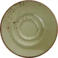 Vega Palana Espresso Saucers, Set of 6, Basswood Green Colored Stoneware, 12.4 cm Diameter, Irregular Edges Speckled Finish, Dishwasher and Microwave Safe