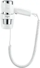 Valera Ligo Electric SA Hotel hairdryer Action Super Plus 1200 Hotelföhn Action Super Plus 1200 Hotel hairdryer Action Super Plus 1200; 25x11.5x11.5 cm (WxHxD); white Hotelföhn Action Super Plus 1200; 25x11.5x11.5 cm (BxHxT); weiß The Valera Action Super Plus 1200 is a compact and reliable hotel hairdryer with wall bracket that has been specially developed for guest rooms and guest bathrooms. With 1200 W power, it ensures efficient drying and convenient operation in everyday hotel use. The wall bracket is permanently connected to the electrical circuit (direct connection) and enables safe, permanent installation in the guest bathroom - without the need for a Euro plug or separate socket. The hairdryer is electrically connected to the holder and ready for use at any time. The hairdryer has an on/off pressure switch directly on the appliance and an on/off safety switch on the wall bracket, allowing guests to operate the appliance intuitively. Up to six air flow and temperature combinations can be set using a sliding button with 2 fan stages and 3 temperature stages. The cooling level (Cool) is ideal for fixing the hairstyle. The SECURITY corrugated wire heating element ensures even heat distribution and high operational safety. A flexible spiral cable allows comfortable freedom of movement, while the ondulating nozzle focuses the airflow in a targeted manner. Thanks to its robust construction and Swiss Made quality from Valera, the Action Super Plus 1200 is a durable solution for hotels, guesthouses and guest suites. Features: * Compact hotel hair dryer with wall bracket * 1200 W power for reliable drying * Direct connection to the power supply via permanently installed wall bracket * On/off push button on the appliance * On/off safety switch on the wall bracket * 2 fan stages and 3 temperature stages (6 switching combinations) * Cooling level (Cool) to fix the styling * SECURITY corrugated wire heating element for even heat * Coiled cable for flexible use in the guest bathroom * Ondulating nozzle for precise airflow * Robust Swiss-made quality for long-term hotel use Der Valera Action Super Plus 1200 ist ein kompakter und zuverlässiger Hotel-Haartrockner mit Wandhalterung, der speziell für Gästezimmer und Gästebäder entwickelt wurde. Mit 1200 W Leistung sorgt er für effizientes Trocknen und komfortable Bedienung im täglichen Hotelbetrieb. Die Wandhalterung wird fest an den Stromkreis angeschlossen (Direktanschluss) und ermöglicht eine sichere, dauerhafte Installation im Gästebad – ganz ohne Eurostecker oder separate Steckdose. Der Haartrockner ist elektrisch mit der Halterung verbunden und jederzeit einsatzbereit. Der Föhn verfügt über einen Ein-/Aus-Druckschalter direkt am Gerät sowie einen Ein-/Aus-Sicherheitsschalter an der Wandhalterung, wodurch Gäste das Gerät intuitiv bedienen können. Über eine Schiebetaste mit 2 Lüfterstufen und 3 Temperaturstufen lassen sich bis zu sechs Luftstrom- und Temperaturkombinationen einstellen. Die Abkühlstufe (Cool) eignet sich ideal zum Fixieren der Frisur. Das SECURITY-Welldrahtheizelement sorgt für gleichmäßige Wärmeverteilung und hohe Betriebssicherheit. Ein flexibles Spiralkabel ermöglicht komfortable Bewegungsfreiheit, während die Ondulierdüse den Luftstrom gezielt bündelt. Dank robuster Bauweise und Swiss-Made-Qualität von Valera ist der Action Super Plus 1200 eine langlebige Lösung für Hotels, Pensionen und Gästesuiten. Features: * Kompakter Hotel-Haartrockner mit Wandhalterung * 1200 W Leistung für zuverlässiges Trocknen * Direktanschluss an die Stromversorgung über fest installierte Wandhalterung * Ein-/Aus-Druckschalter (Push) am Gerät * Ein-/Aus-Sicherheitsschalter an der Wandhalterung * 2 Lüfterstufen und 3 Temperaturstufen (6 Schaltkombinationen) * Abkühlstufe (Cool) zum Fixieren des Stylings * SECURITY-Welldrahtheizelement für gleichmäßige Wärme * Spiralkabel für flexible Nutzung im Gästebad * Ondulierdüse für präzise Luftführung * Robuste Swiss-Made-Qualität für den Hotel-Dauereinsatz