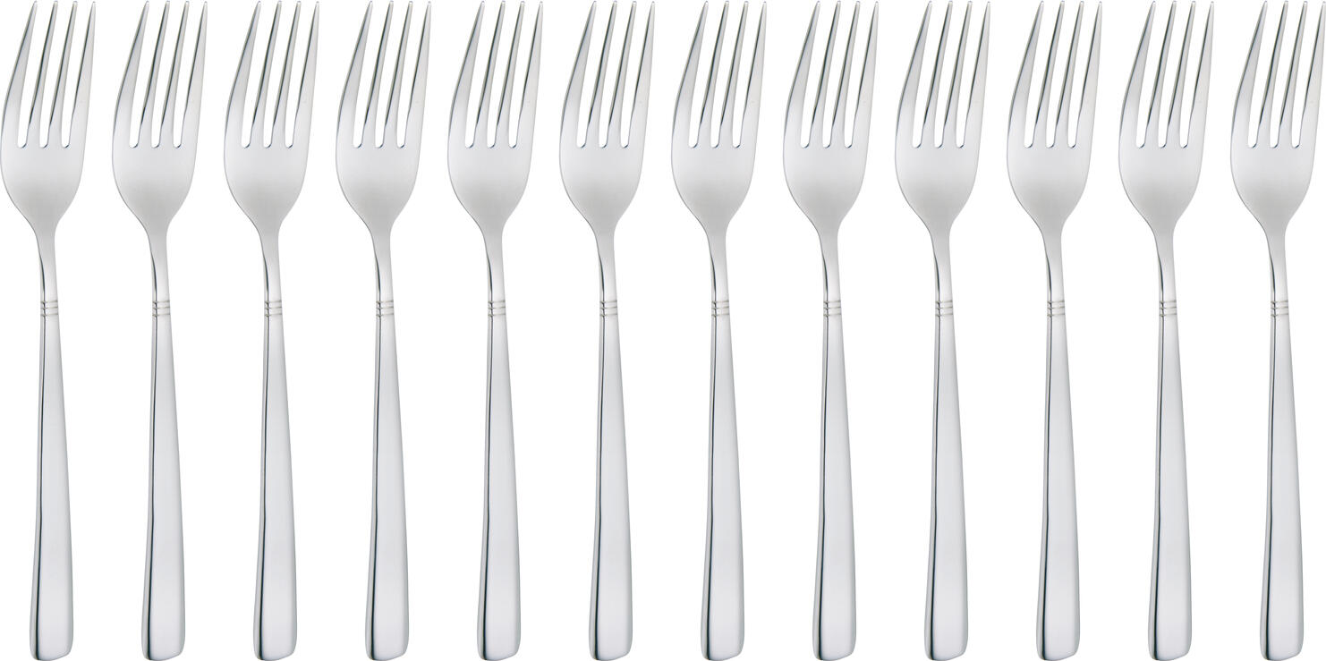 Set de 12 piese Furculite de Masa Pulsiva Berlin, Otel Inoxidabil 18/10 Crom-Nichel, Standard Gastronomie, Lustrut, 19.5 cm, Argintiu