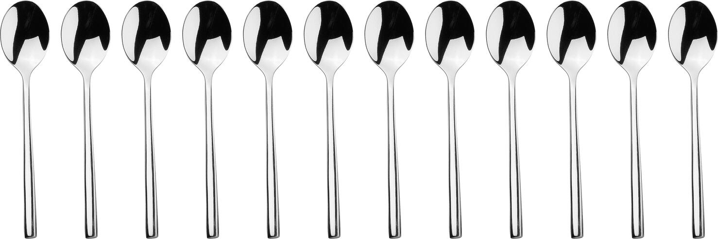 VEGA London Coffee Spoon Set of 12, 18/0 Chrome Stainless Steel, Rust-free, Mirror Polished, Silver, 14.1 cm