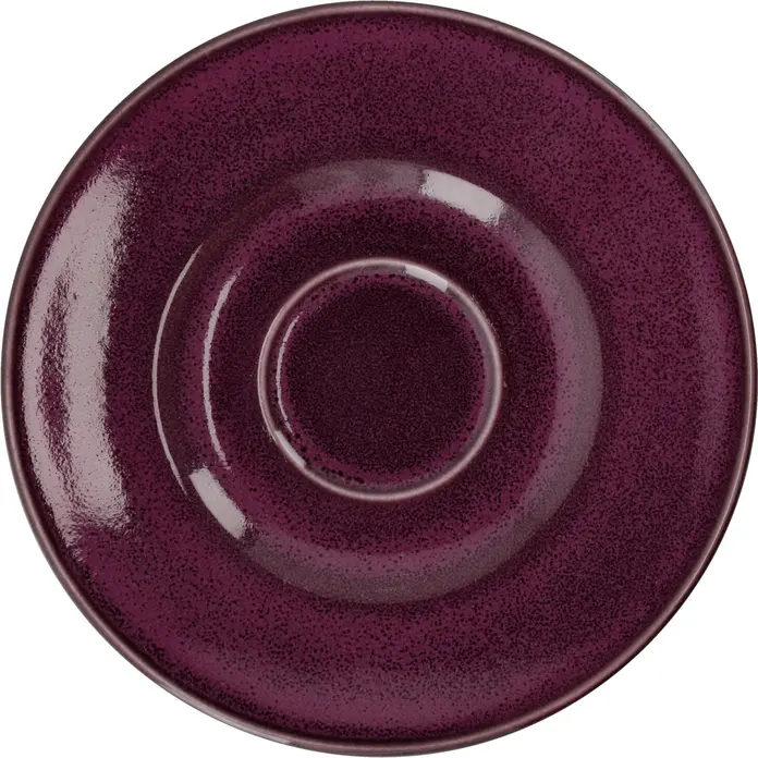 Farfurii de cafea Vega Lusini Oriento, Culoare Vinărie, Gresie, 16.5 cm, Rotunde cu margini neregulate, Finisaj petrat, Set de 6 piese
