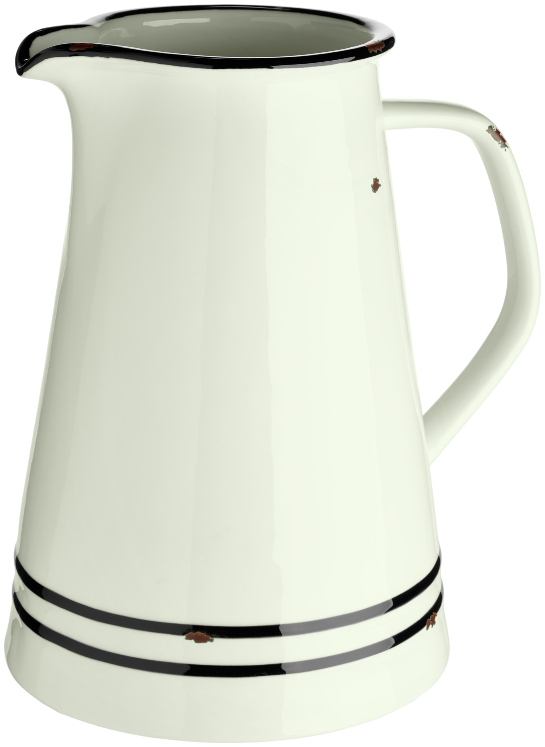 Set cana de lapte si sugar bowl VEGA Liron rotund din porțelan, design retro, alb crem cu margine neagra, cana 250ml si bol pentru zahăr 200ml cu capac, rezistent la mașina de spălat vase și cuptor cu microunde