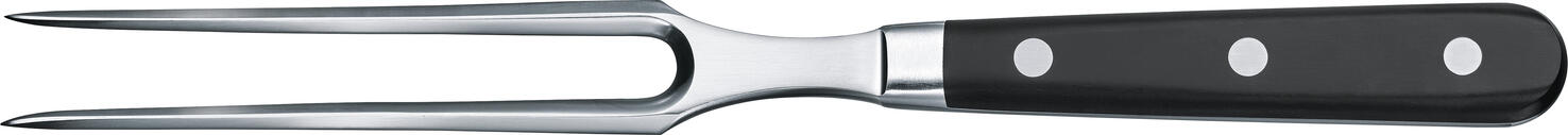 Victorinox Victorinox AG Carving fork Grand Maître, 15 cm, POM Tranchiergabel Grand Maitre, 15 cm, POM Carving fork Grand Maître, 15 cm, POM; 28 cm (L); silver/black Tranchiergabel Grand Maitre, 15 cm, POM; 28 cm (L); silber/schwarz RELIABLE CRAFTSMANSHIP LEADS TO ENJOYMENT - Forged from a single piece and evenly hardened - Perfect balance for comfort at work - Timeless, durable design Balance and equilibrium: this is the credo of the Grand Maître collection, which is appreciated by professional and amateur chefs alike. Each model in the popular series is forged from a single piece forged from a single piece and evenly hardened. This manufacturing method guarantees a seamless transition from handle to blade and greater control and precision with every cut. The ergonomically shaped handle also offers optimum comfort over a long period of time. A kitchen tool that pays for itself every day. Handle material: Polyoxymethylene is robust, hard and retains its dimensional stability even at high temperatures. It is highly abrasion-resistant, can be sterilized and is suitable for temperatures up to 130°C. ZUVERLÄSSIGE HANDWERKSKUNST FÜHRT ZUM GENUSS - Aus einem Stück geschmiedet und gleichmäßig gehärtet - Perfekte Balance für Komfort bei der Arbeit - Zeitloses, langlebiges Design Ausgewogenheit und Balance: Das ist das Credo der Grand Maître Kollektion, die Profi- und Hobbyköche gleichermaßen zu schätzen wissen. Jedes Modell der beliebten Serie wurde aus einem einzigen Stück geschmiedet und gleichmäßig gehärtet. Diese Fertigungsmethode garantiert einen nahtlosen Übergang vom Griff zur Klinge und höhere Kontrolle und Präzision bei jedem Schnitt. Außerdem bietet der ergonomisch geformte Griff auch über lange Zeit optimalen Komfort. Ein Küchenwerkzeug, das sich täglich bezahlt macht. Material Griff: Polyoxymethylen ist robust, hart und behält seine dimensionale Stabilität auch bei hohen Temperaturen bei. Es ist sehr abriebfest, kann sterilisiert werden und ist für Temperaturen bis zu 130 °C geeignet.