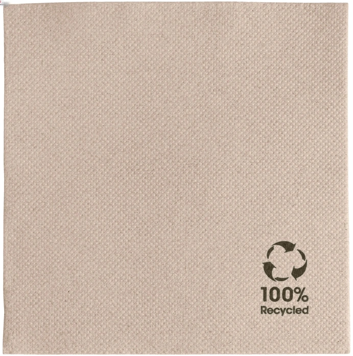 Garcia De Pou Feel Green Ecolabel Napkins, 1/4 Fold, 2-Ply Recycled Paper, 20x20 cm, Natural Beige, Biodegradable and Compostable, Pack of 100
