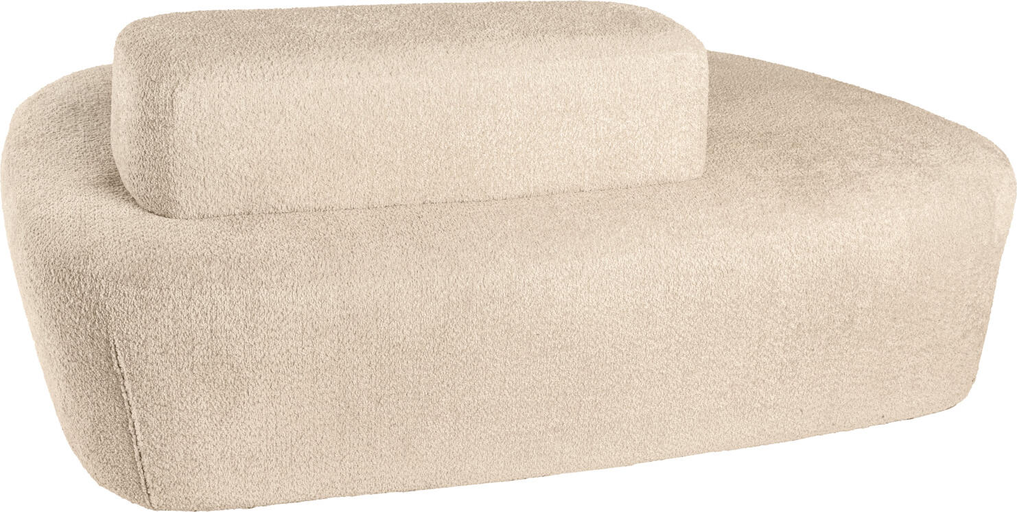 VEGA Norsk Bouclé Sofa, Organic Design, Beige 100% Polyester Bouclé Fabric, Flame-Retardant, 154x106x70 cm, Wood Base