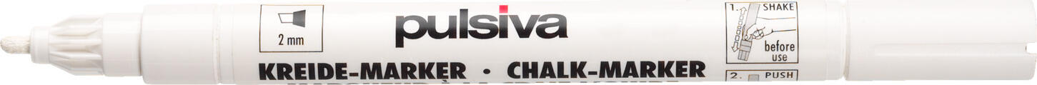 PULSIVA LUSINI Solutions GmbH Chalk marker Copil Kreidemarker-Set Copil Chalk marker Copil; Font width 2 mm; white; 3 piece / pack Kreidemarker-Set Copil; Schriftbreite 2 mm; weiß; 3 Stück / Pack Chalk marker for writing on boards and other smooth surfaces such as glass, mirrors or tiles. The chalk can be easily removed with a damp cloth. Kreidemarker für die Beschriftung von Tafeln und anderen glatten Oberflächen wie Glas, Spiegel oder Fliesen. Die Kreide lässt sich mit einem feuchten Tuch leicht wieder entfernen.