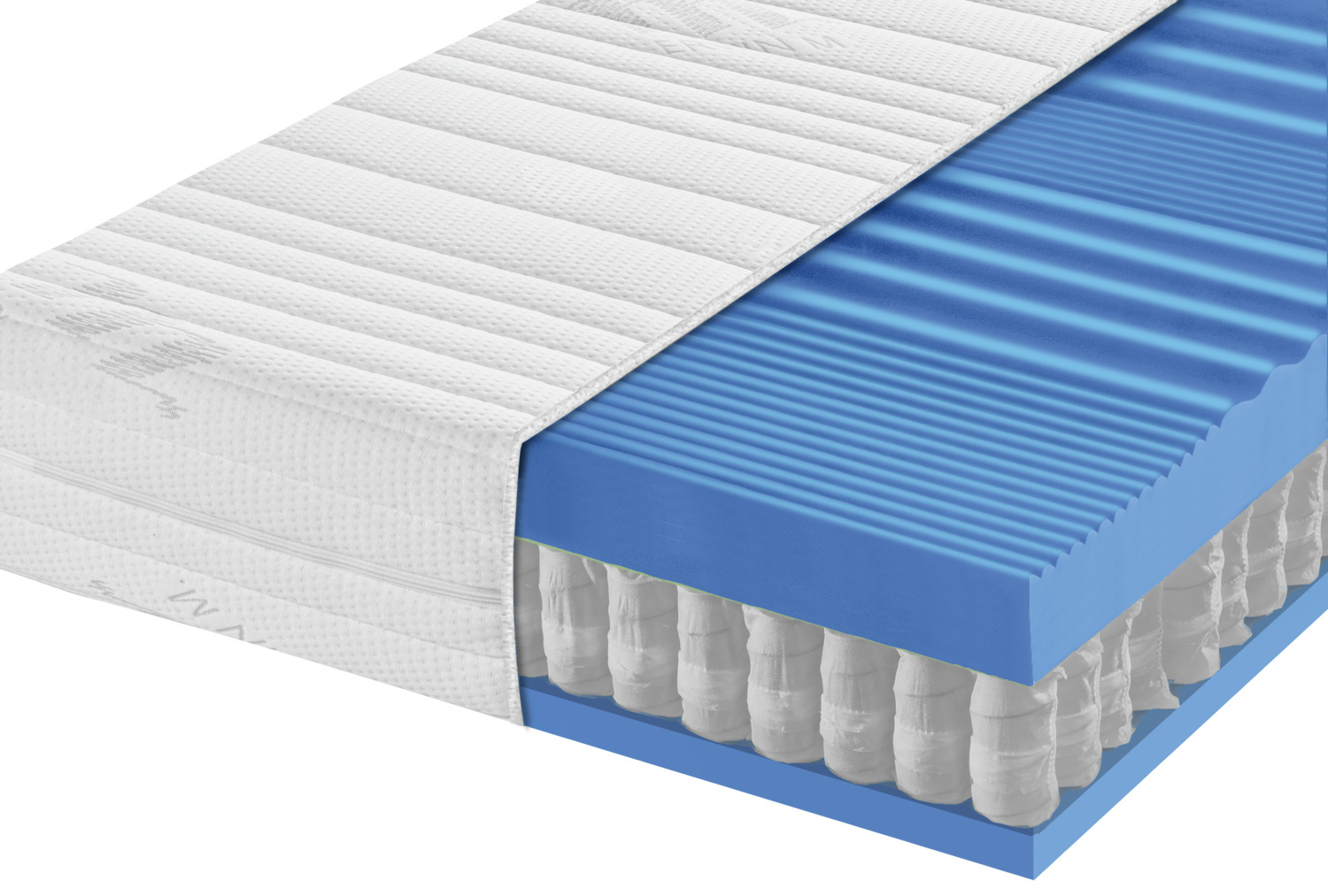 Saltea cu arcuri individuale ERWIN M., 90x200x24 cm, Nucleu cu 7 zone si spuma de confort, Fermitate H2 Medie, Husă Tencel, OEKO-TEX Standard 100, Albă