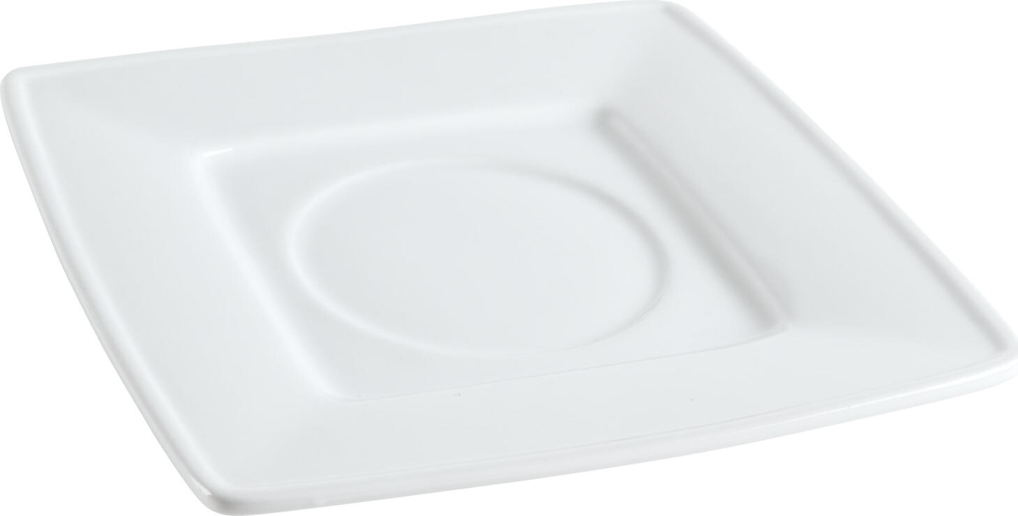 Pulsiva Jazz Coffee and Soup Saucers, Set of 6, White Square Porcelain, 15.5x15.5 cm, Dishwasher and Microwave Safe, Stackable