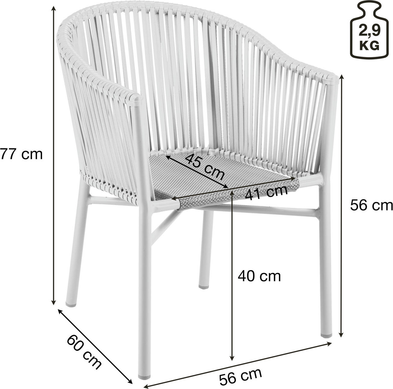 Pulsiva Delight Outdoor Lounge Armchair Set of 2, Anodized Aluminium Frame, Technical Polyester Mesh, Anthracite Grey, Stackable, 56x60x77 cm