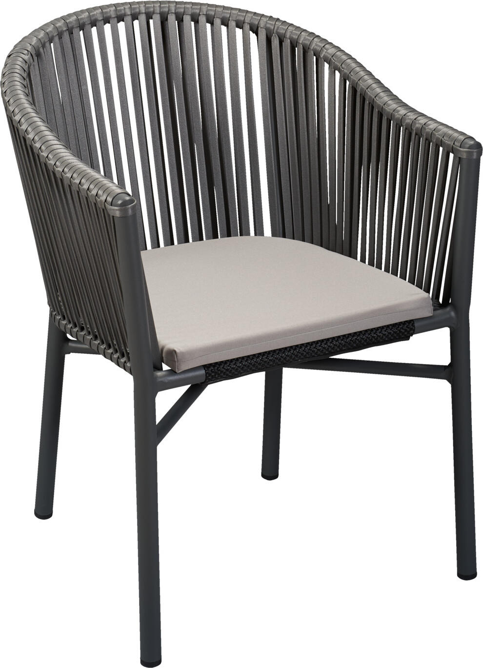 Pulsiva Delight Outdoor Lounge Armchair Set of 2, Anodized Aluminium Frame, Technical Polyester Mesh, Anthracite Grey, Stackable, 56x60x77 cm