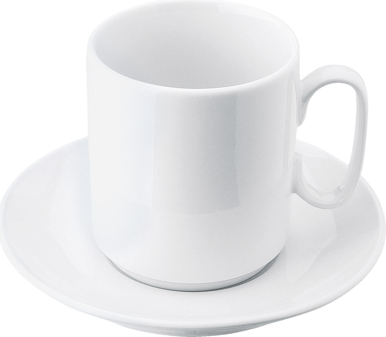 Pulsiva Veso Coffee Mug Set of 6, 200 ml White Porcelain, Stackable, Microwave and Dishwasher Safe, with Handle