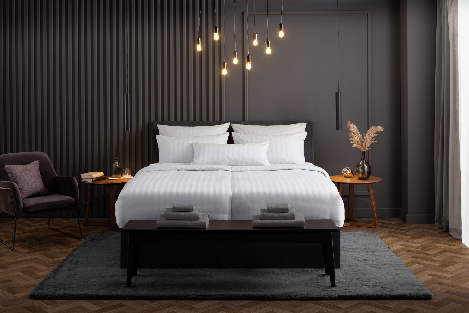 LUSINI Solutions GmbH Rom-Meran Fitted Sheet, 100% Mercerized Cotton Damask, Classic Stripe Design, 90x200 cm, White, OEKO-TEX Standard 100