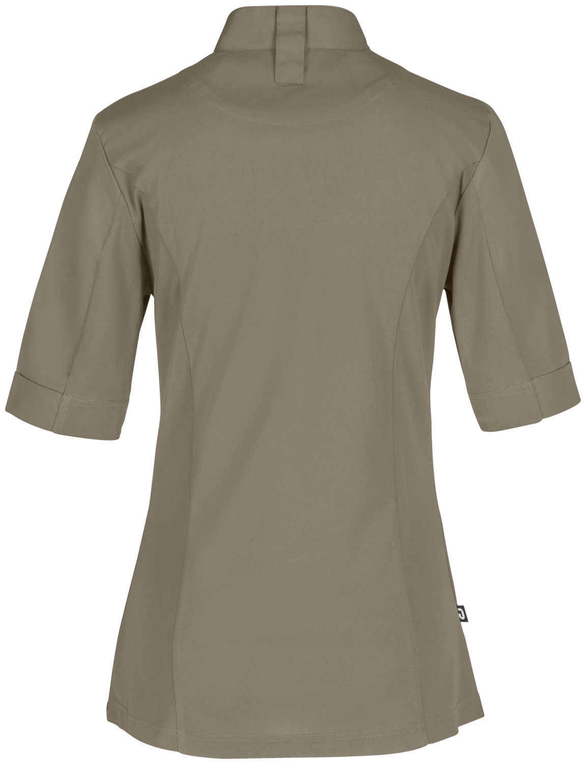 JOBELINE LUSINI Solutions GmbH Women's chef's jacket Marco short-sleeved Damen Kochjacke Marco Kurzarm Women's chef's jacket Marco short-sleeved; Size 40; taupe Damen Kochjacke Marco Kurzarm; Kleidergröße 40; taupe 65 % polyester, 35 % cotton. 150 g/m². 60 °C wash Elegant women's chef jacket with short sleeves, made of very lightweight and breathable fabric. With wing collar and concealed button tape, as well as a 2-part upper arm pocket. With flush piped pocket on the chest and a practical pinafore loop in the neck. The entire back and the lower part of the sleeves are made of breathable, elastic piqué material, which ensures a slim and extremely comfortable fit. Slightly tailored cut. Length of back: 68 cm (size 36) 65 % Polyester, 35 % Baumwolle. 150 g/m². 60°-Wäsche Elegante Damenkochjacke mit kurzem Ärmel, aus einem extraleichten und atmungsaktiven Gewebe. Mit Stehkragen und verdeckter Druckknopfleiste, sowie einer zweigeteilten Oberarmtasche. Mit einer eingelassenen Paspeltasche auf der Brust und praktischen Latzschürzenschlaufe im Nacken. Die gesamte Rückenpartie, sowie der untere Teil der Ärmel besteht aus einem atmungsaktiven und elastischem Piqué Material, das für eine schmale und äußerst bequeme Passform sorgt. Leicht tailliert geschnitten. Rückenlänge: 68 cm in Gr. 36