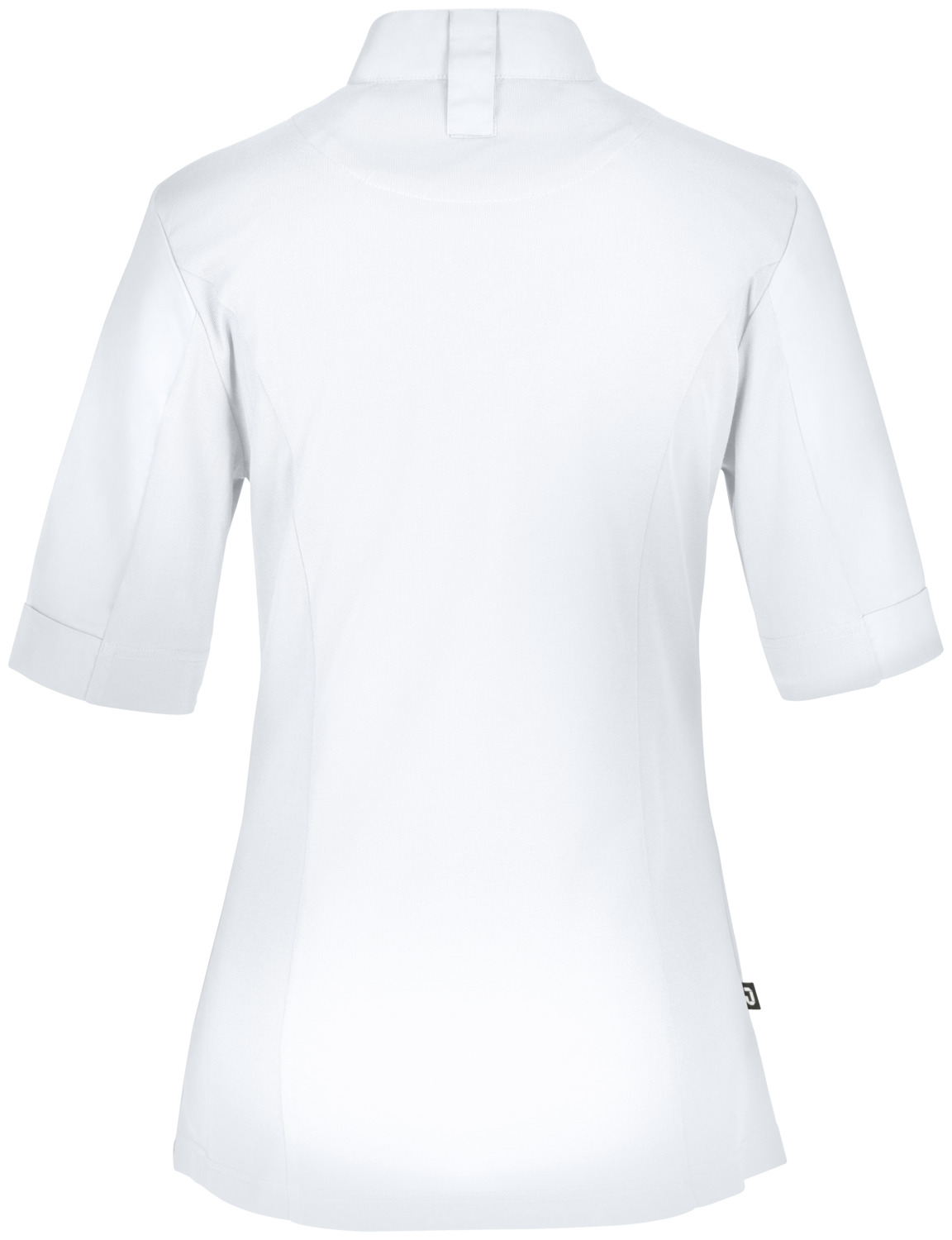 Jobeline Marco Women's Short-Sleeved Chef Jacket, White, Polyester-Cotton Blend, Breathable Elastic Piqué Back, Wing Collar, OEKO-TEX Certified