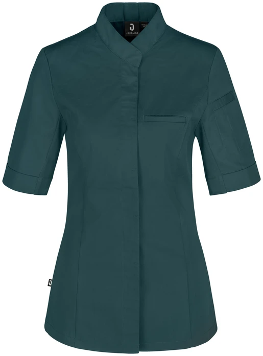 Jobeline Marco Women's Short-Sleeved Chef Jacket, 65% Polyester 35% Cotton, Wing Collar, Concealed Press Studs, OEKO-TEX Standard 100