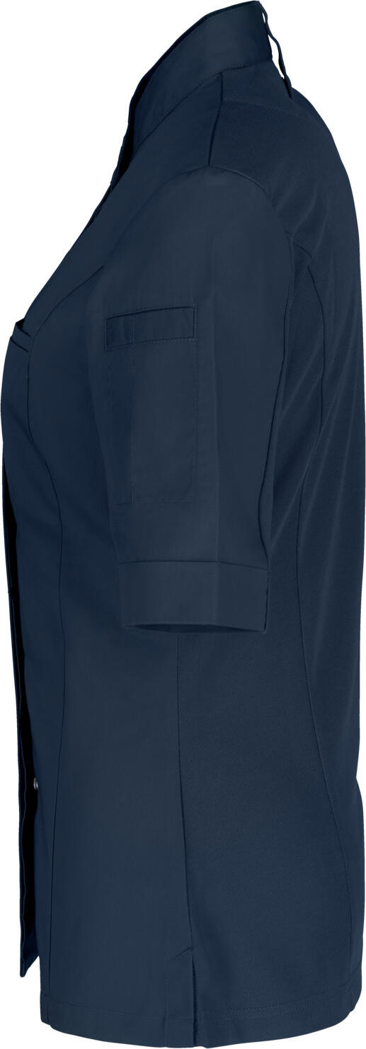 Jobeline Marco Women's Short Sleeve Chef Jacket, 65% Polyester 35% Cotton, Breathable Pique Back, Wing Collar, Navy, Size 46