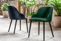 Scaun Tapitat VEGA Almonda, Catifea Poliester Verde-Brad, Picioare Lemn Fag Lacuit Negru, Design Modern Clasic Ergonomic, 54x64x77.5 cm