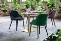 Scaun Tapitat VEGA Almonda, Catifea Poliester Verde-Brad, Picioare Lemn Fag Lacuit Negru, Design Modern Clasic Ergonomic, 54x64x77.5 cm