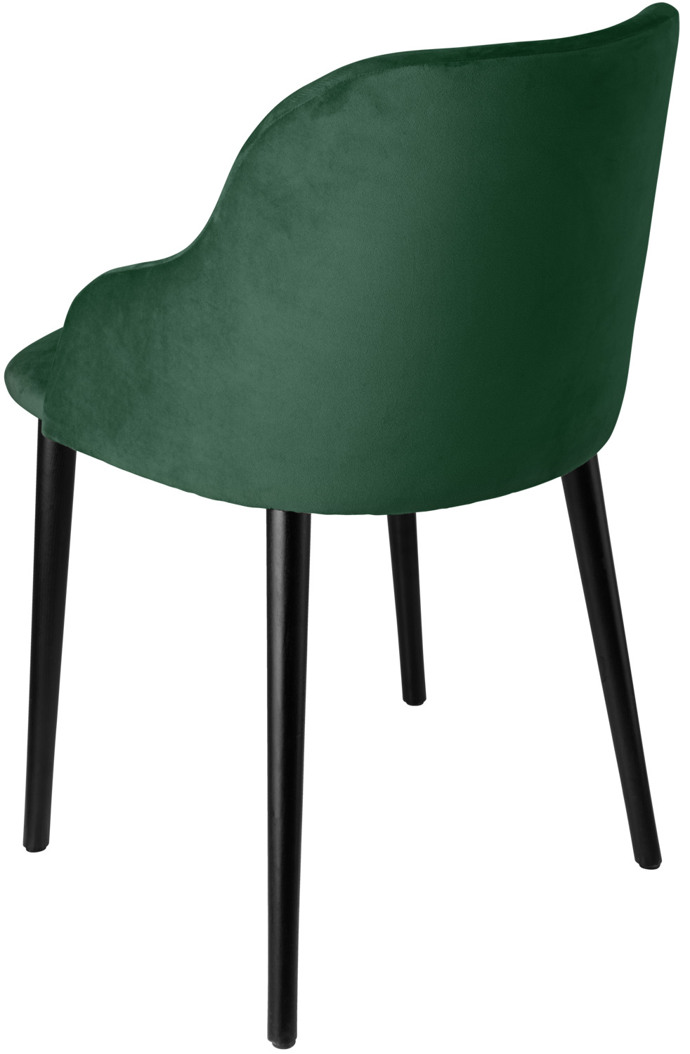 Scaun Tapitat VEGA Almonda, Catifea Poliester Verde-Brad, Picioare Lemn Fag Lacuit Negru, Design Modern Clasic Ergonomic, 54x64x77.5 cm
