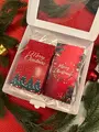 Christmas Holiday Chocolate and Tea Gourmet Gift Set of 2 Pieces in White Gift Box with Transparent Lid