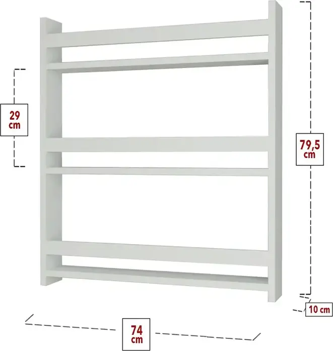 Raft de carti Montessori pentru copii Monako Mebel, Display cu frontul inainte, Alb, PAL Clasa I, 79.5x74x10 cm, Montare pe perete
