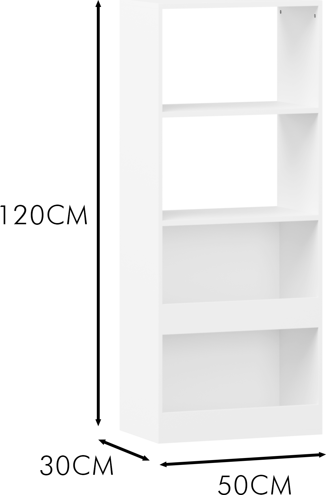 Mia Children's Shelf for Toys and Books, White PAL Particle Board, 120x50x30 cm, 4 Open Storage Compartments, Unassembled
