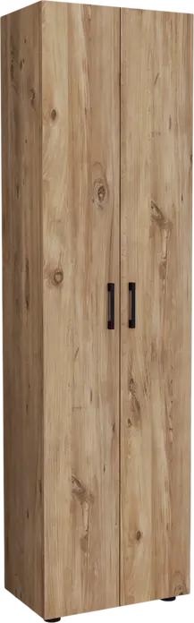 Merlin Atlantic Storage Cabinet, Particle Board, 5 Shelves, 2 Doors with Black Handles, 178x49x32 cm, Atlantic Finish