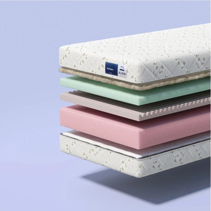 Almir Raffaello Orthopedic Mattress 180x190x20 cm, Dual-sided Firmness, CloudFoam & 7-Zone Support, Aloe Vera and Wool, Set of 3 (1 Mattress + 2 Pillows)