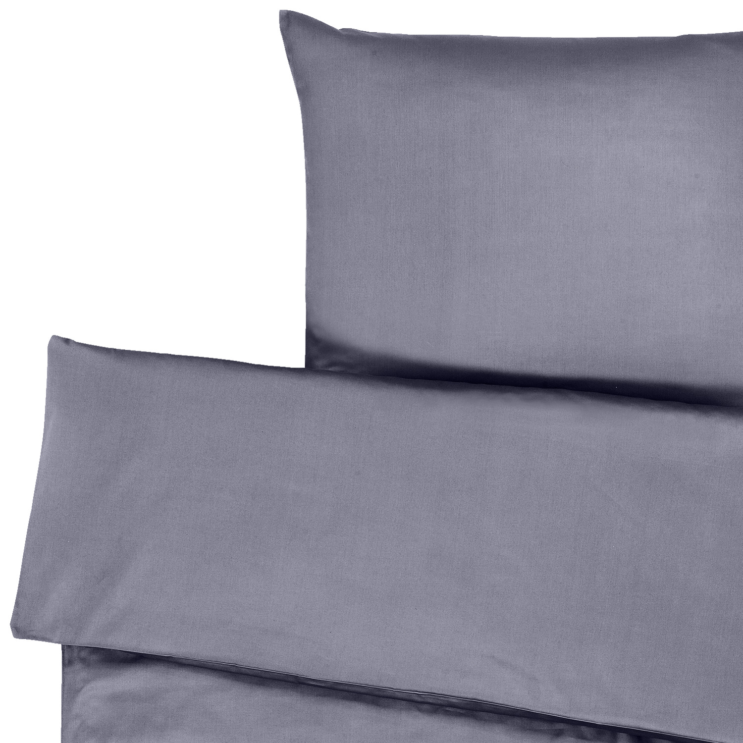 LUSINI Solutions GmbH Tokio Bedding Set, 100% Cotton Satin, 160x210 cm Duvet Cover and 65x100 cm Pillowcase, Slate Grey, OEKO-TEX Standard 100