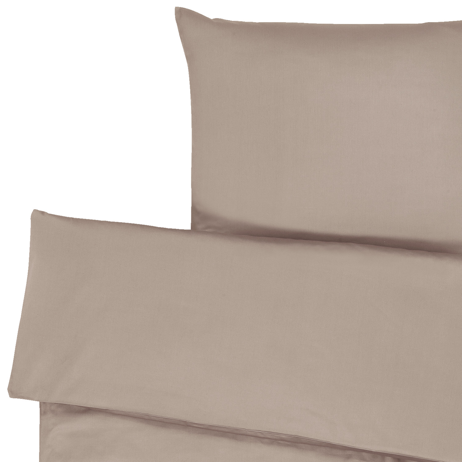 Set Bedita LUSINI Solutions GmbH Tokio, 100% Bumbac Satin, Plota 140x200 cm, Perna 70x90 cm, Taupe, OEKO-TEX Standard 100, Set de 2 piese
