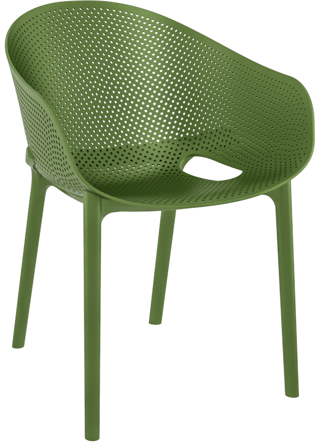 Siesta ISILPLAST PLASTIK SAN.VE TIC.A.S. Chair Sky Stuhl Sky Chair Sky; 54x60x81 cm (WxDxH); olive; 4 piece / pack Stuhl Sky; 54x60x81 cm (BxTxH); oliv; 4 Stück / Pack Outdoor chair made of plastic. Particularly lightweight and robust. Stackable up to five chairs. Suitable for outdoor use. Delivery is assembled. Stylischer Outdoorstuhl aus glasfaserverstärktem, recyclebarem Polypropylen. Besonders leicht und robust. Bis zu fünf Stühle stapelbar. Für den Außenbereich geeignet. Lieferung erfolgt montiert.
