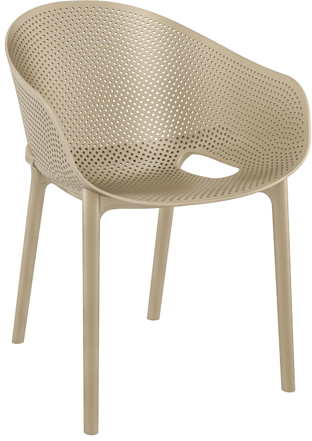 Siesta ISILPLAST PLASTIK SAN.VE TIC.A.S. Chair Sky Stuhl Sky Chair Sky; 54x60x81 cm (WxDxH); taupe; 4 piece / pack Stuhl Sky; 54x60x81 cm (BxTxH); taupe; 4 Stück / Pack Outdoor chair made of plastic. Particularly lightweight and robust. Stackable up to five chairs. Suitable for outdoor use. Delivery is assembled. Stylischer Outdoorstuhl aus glasfaserverstärktem, recyclebarem Polypropylen. Besonders leicht und robust. Bis zu fünf Stühle stapelbar. Für den Außenbereich geeignet. Lieferung erfolgt montiert.