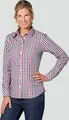 Bluza Jobeline Bailey pentru femei, 100% bumbac, carouri tricolor, maneca lunga, cravata Kent, croiala ajustata, imbricaminte profesionale