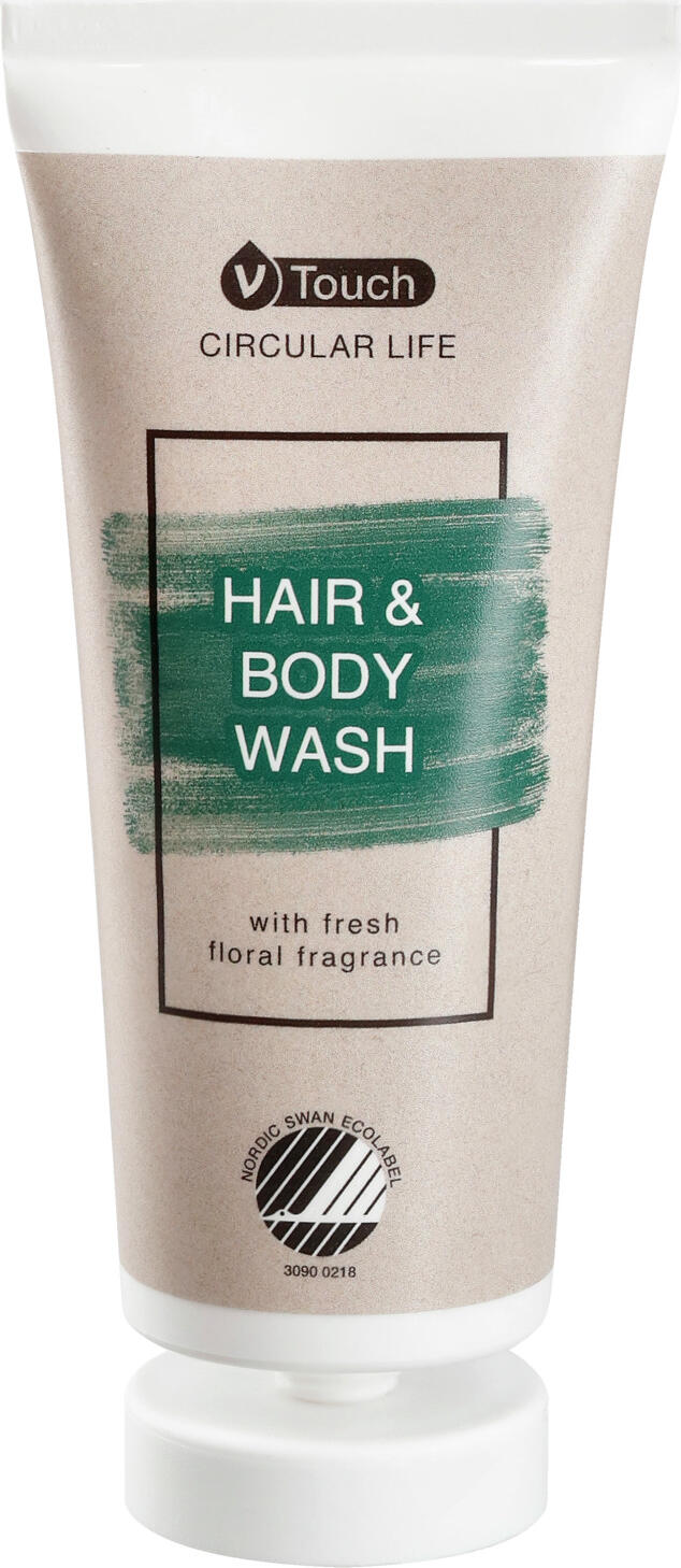 V-Touch LUSINI Solutions GmbH Hotel shampoo and shower gel Circular Life 2 in 1 Hotel Shampoo und Duschgel Circular Life 2 in 1 Hotel shampoo and shower gel Circular Life 2 in 1; 30 ml; transparent; 216 piece / pack Hotel Shampoo und Duschgel Circular Life 2 in 1; 30 ml; transparent; 216 Stück / Pack Sustainable, high-quality hair and body care in one.  The gently cleansing hair and body soap is suitable for all hair and skin types. Awarded the Nordic Swan Ecolabel. A fresh, floral fragrance with a woody note ensures a gentle and relaxing care experience. Dermatologically tested and pH-neutral. Nordic Swan's packaging must also meet high environmental standards, which is why the 2 in 1 care product is supplied in a 30 ml "One Piece" tube. The innovative cosmetic tube is made from a single material and has a new opening system: break and screw. Order the matching Circular Life body lotion at the same time. Nachhaltige, hochwertige  Haar- und Körperpflege in einem.  Die sanft reinigende Haar- und Körperseife ist für jeden Haar- und Hauttyp geeignet. Mit dem Nordic Swan Ecolabel ausgezeichnet. Ein frischer, blumiger Duft mit einer holzigen Note sorgt für ein zartes und entspannendes Pflegeerlebnis. Dermatologisch getestet und pH-neutral! Auch die Verpackungen müssen bei Nordic Swan hohe Umweltstandards erfüllen, deshalb wird das 2 in 1 Pflegeprodukt in einer 30 ml "One Piece“-Tube geliefert. Die innovative Kosmetiktube ist aus einem einzigen Material und mit einem neuen Öffnungssystem: Brechen und Verschrauben. Passende Bodylotion Circular Life gleich mitbestellen.