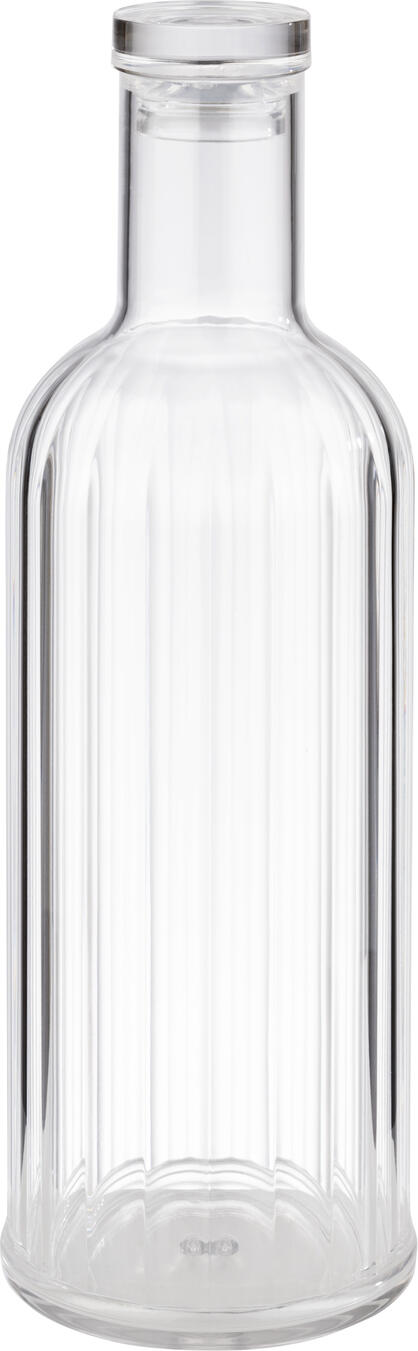 APS Assheuer + Pott GmbH & Co. KG Bottle Stripes Flasche Stripes Bottle Stripes; 1000 ml, 9x9x9x28.5 cm (LxWxØxH); transparent; round Flasche Stripes; 1 l, 9x9x9x28.5 cm (LxBxØxH); transparent; rund Not dishwasher-safe. The Stripes bottle from APS impresses with its modern, simple design, which presents any drink attractively. Die Flasche STRIPES eignet sich ideal zum stilvollen Servieren und Bereitstellen von Wasser, Säften, Limonaden oder anderen Kaltgetränken. Sie ist eine praktische Wahl für Gastronomie, Hotellerie, Catering, Buffets und den privaten Gebrauch. Die bruchsichere Ausführung unterstützt den zuverlässigen Einsatz im Alltag, während das moderne Design eine ansprechende Präsentation am Tisch oder Buffet ermöglicht. * Aus MS und Silikon gefertigt * Bruchsicher * Ideal für Kaltgetränke * Für Gastronomie und Haushalt geeignet * Nicht spülmaschinengeeignet * Handwäsche empfohlen