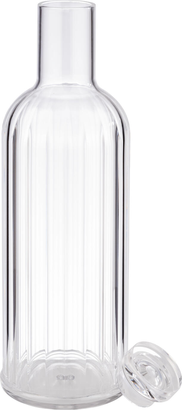 Carafa APS Bottle Stripes 1000ml, Transparenta, Sticla pentru apa din Metilstiren si Silicon rezistenta la spargere, Design cu dungi, Inaltime 28.5cm