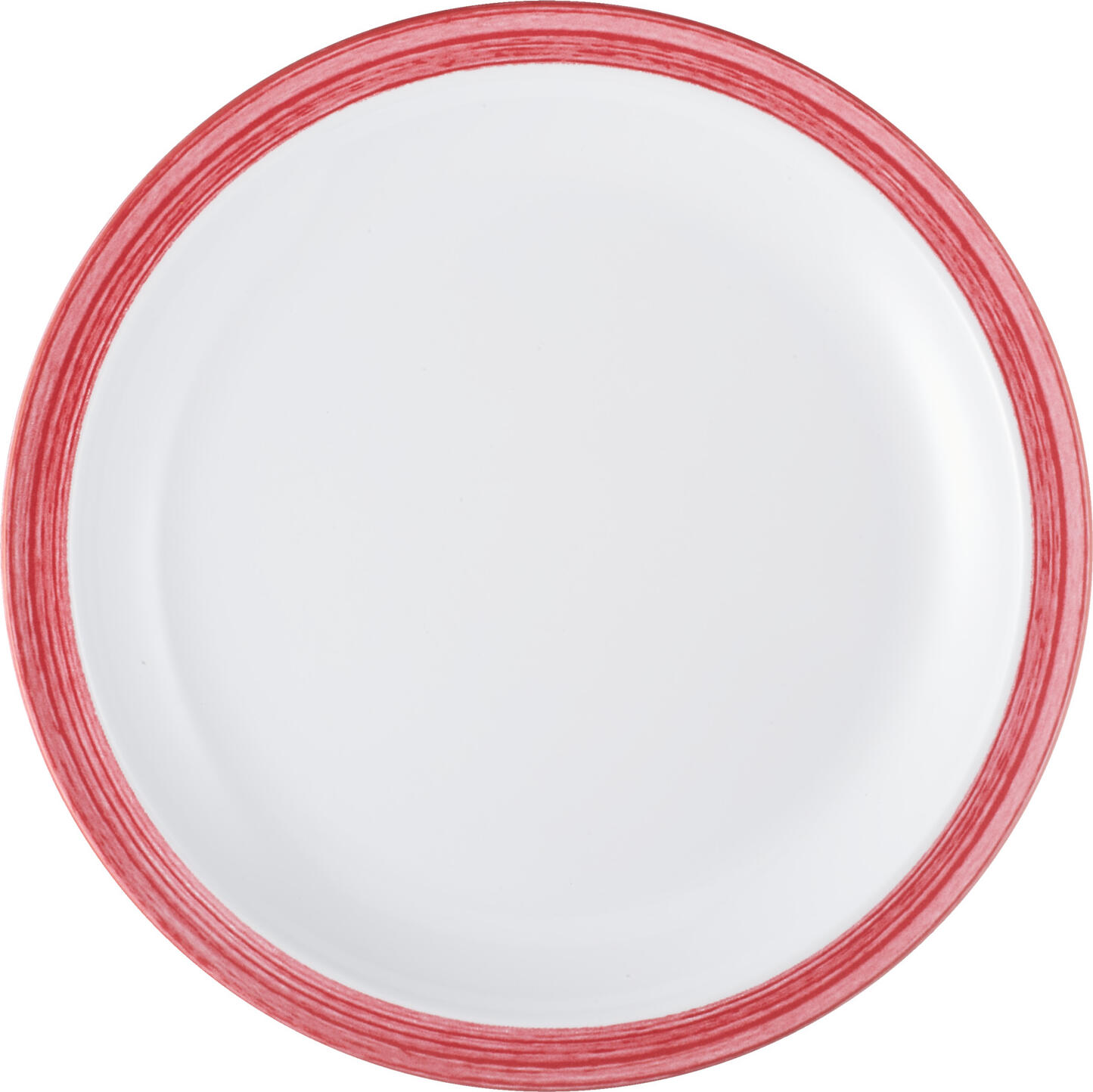 WACA Heinrich Walch GmbH & Co. KG Plate Bistro Menüteller Bistro Plate Bistro; 23.5 cm (Ø); cherry; round; 5 piece / pack Menüteller Bistro; 23.5 cm (Ø); kirsche; rund; 5 Stück / Pack Unbreakable melamine tableware. Especially durable, quiet and insensitive to scratches. The colors can be combined with each other. Temperature resistant from -20   °C to 70   °C. Stackable and dishwasher safe. Not suitable for microwave. Weißer Teller aus Melaminharz mit farbigem Rand. Bruchsicher. Spülmaschinenfest. Nicht mikrowellengeeignet.