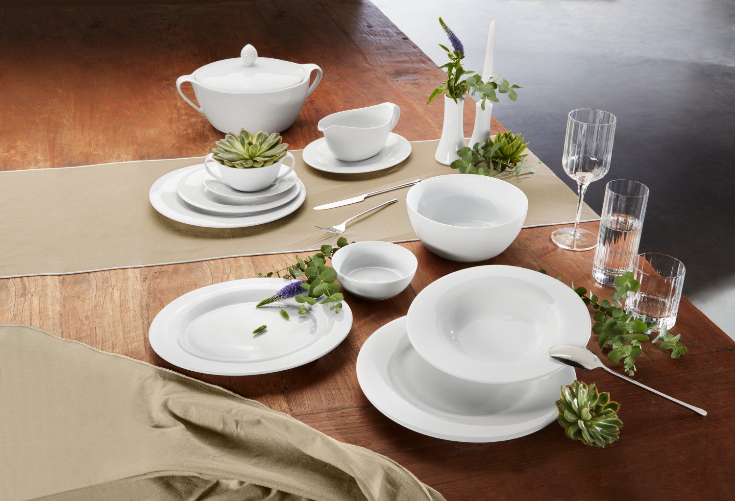 LUSINI Pallais Small Bowl Set of 6, 260ml Porcelain Round Bowls, 13cm Diameter, White, Dishwasher and Microwave Safe, Stackable