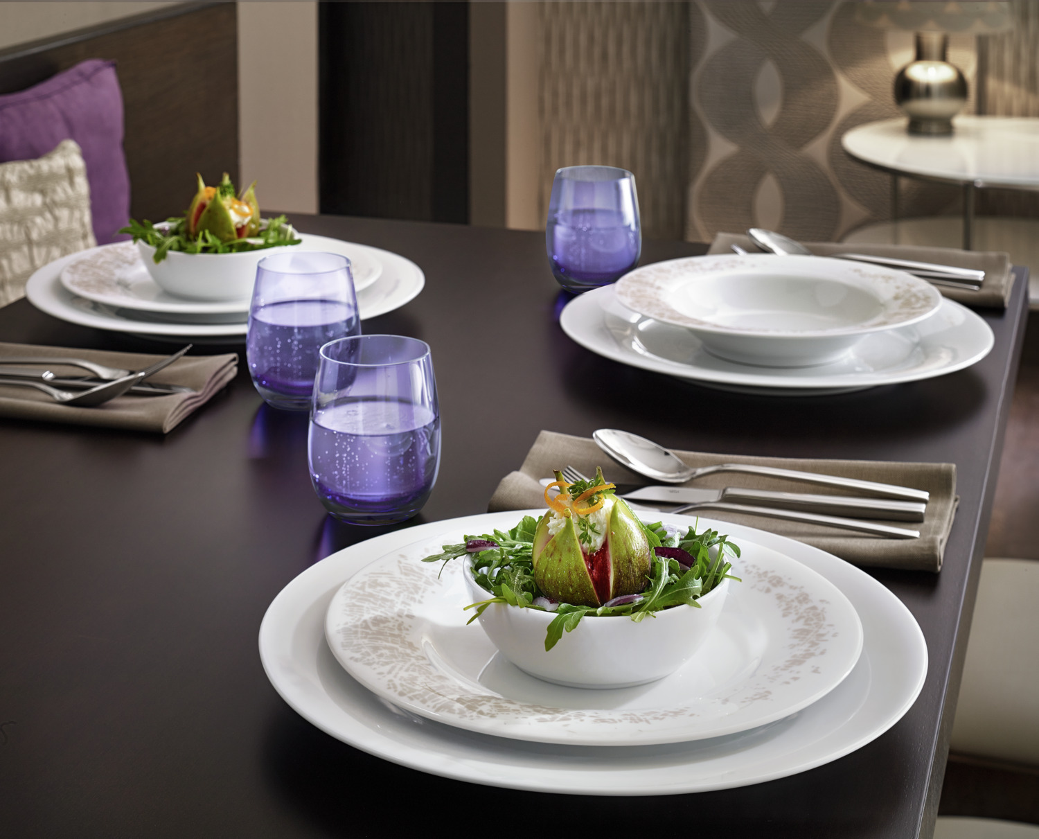 LUSINI Pallais Small Bowl Set of 6, 260ml Porcelain Round Bowls, 13cm Diameter, White, Dishwasher and Microwave Safe, Stackable