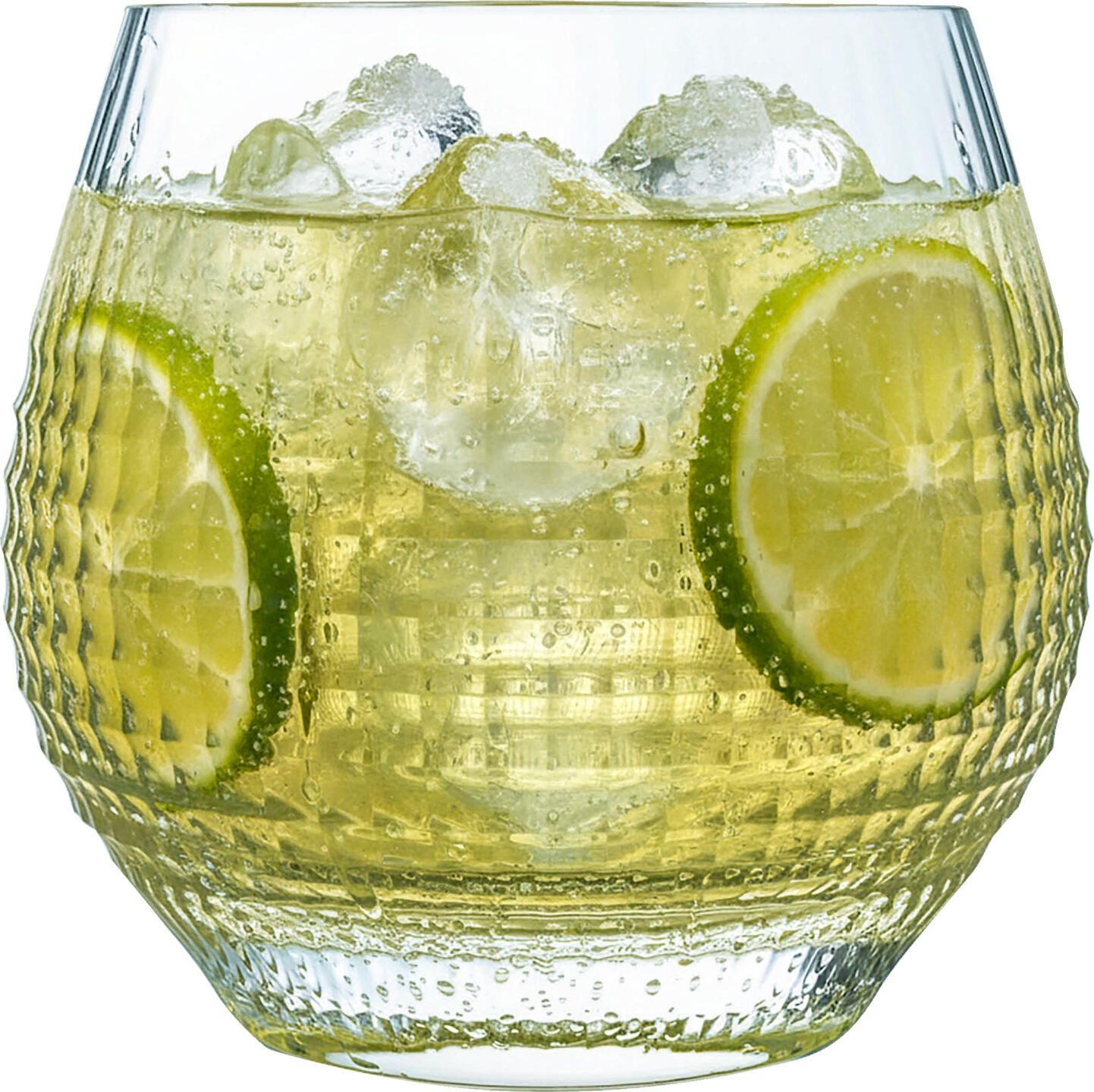 Set de 6 pahare universale Arcoroc Disco, 380ml, sticla cristal cu design relief facetat, transparente
