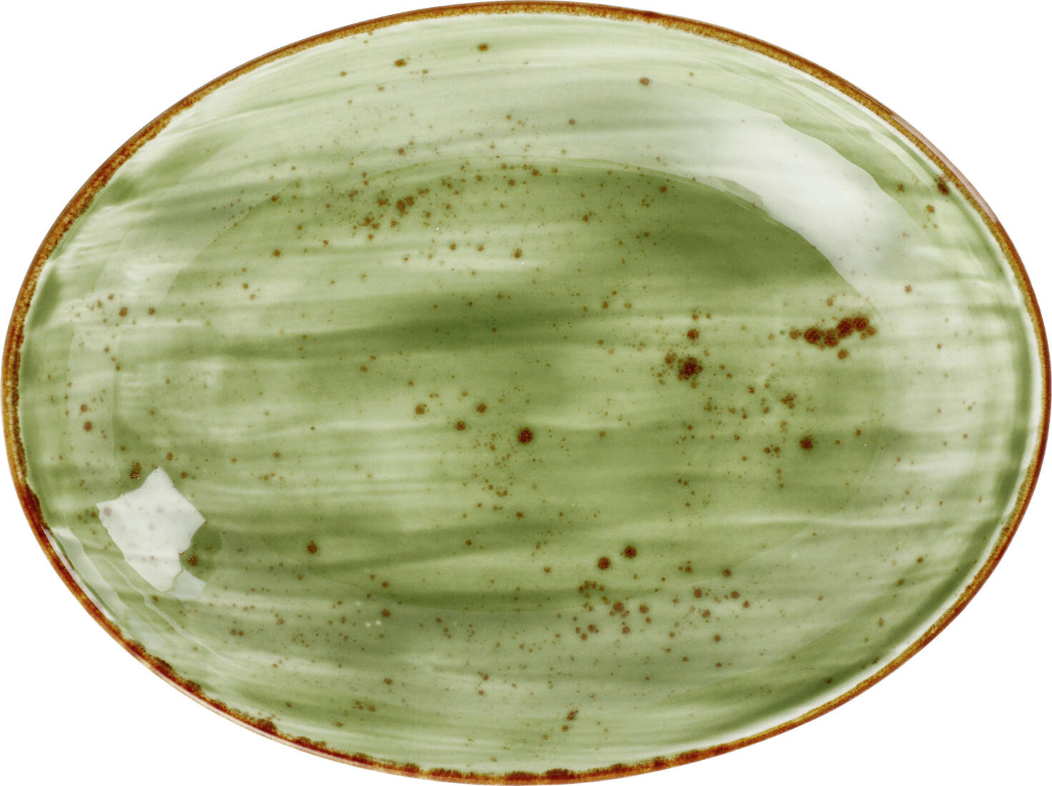 Set Platouri din Porțelan VEGA Nebro Organic, 6 piese, 27 x 20.5 cm, Design Rustic cu Pete și Margine Maro, Compatibil cu Mașina de Spălat Vase și Cuptorul cu Microunde