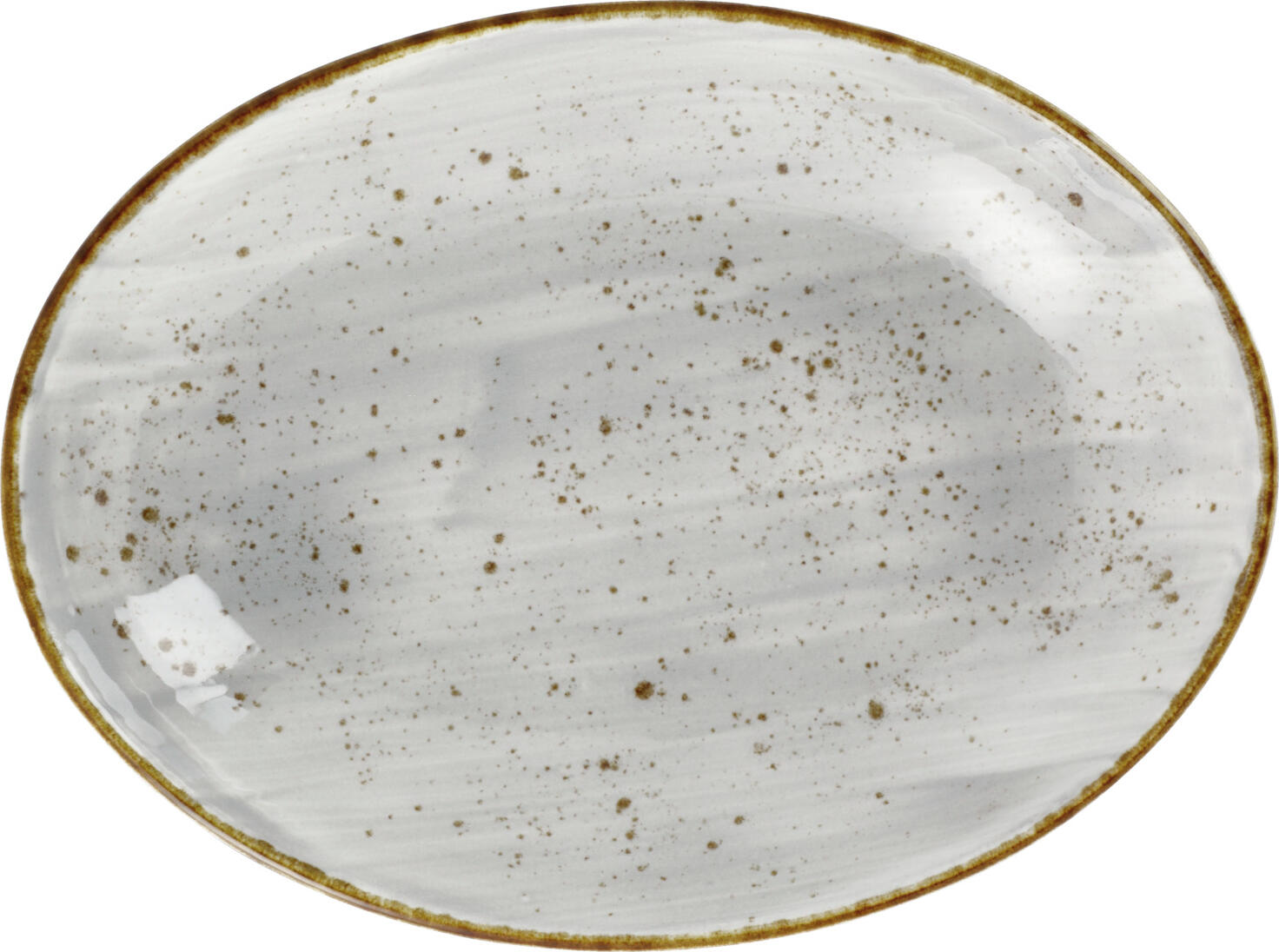 Set de 6 piese Farfurii Ovale Adânci VEGA Nebro, Porțelan Premium, Gri Deschis, Design Rustic Fără Margine, 800ml, 27x20.5x4.2 cm, Rezistente la Microunde
