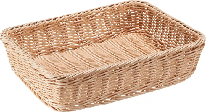 Pulsiva Patetico Bread Basket, GN 1/2 Rectangular Polypropylene Plastic, Natural Beige, Stackable and Dishwasher Safe, 32.5 x 26.5 x 6.5 cm