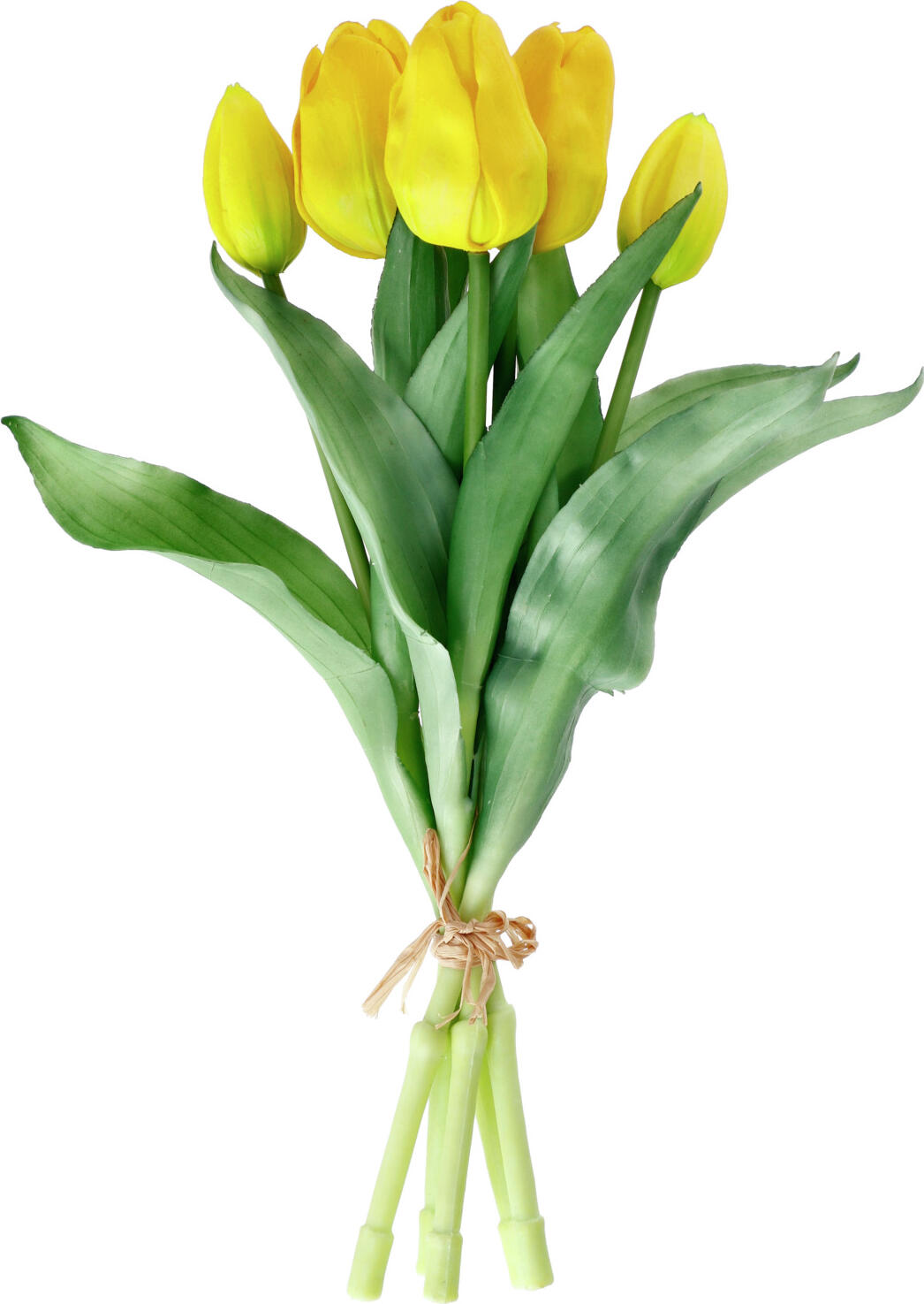 unknown LUSINI Solutions GmbH Tulip bunch Tialda Tulpenbund Tialda Tulip bunch Tialda; 28 cm (L); yellow Tulpenbund Tialda; 28 cm (L); gelb Realistic-looking bunch of tulips, consisting of 5 tulips with leaves. Height approx. 28 cm. Realistisch wirkender Tulpenbund, bestehend aus 5 Tulpen mit Blättern. Höhe ca. 28 cm.