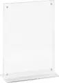VEGA Bisagno T-shaped Table Display Stand, DIN A5 Acrylic Glass, Transparent, 14.9 x 21.5 cm, Magnetic Two-Part Construction, Food-Safe
