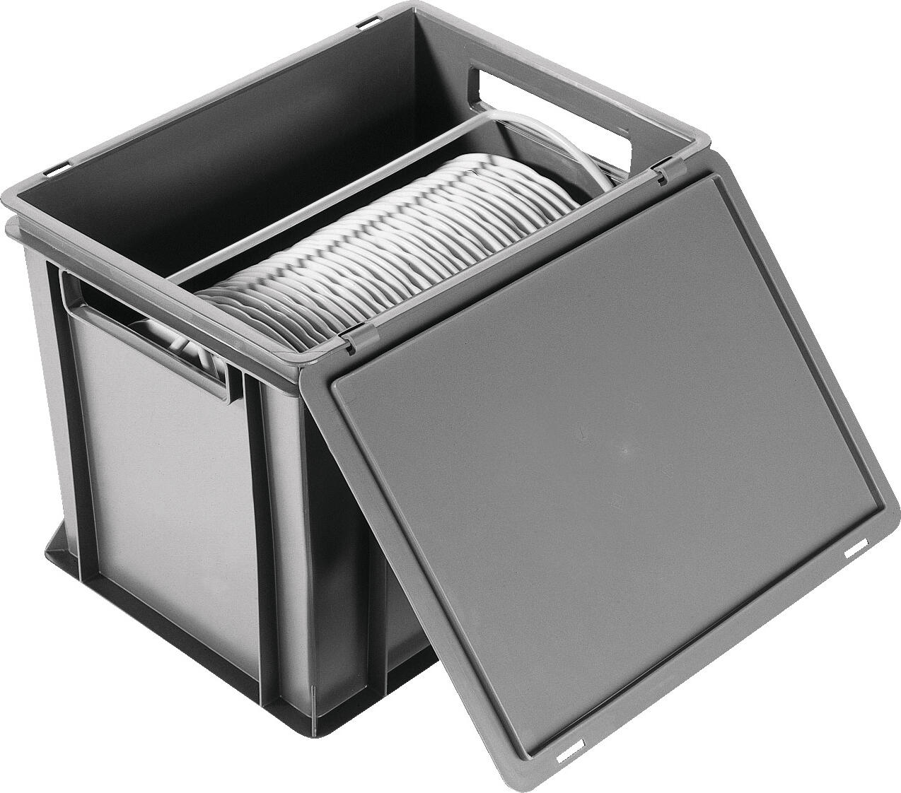 Pulsiva 10049787 Transport Box Lid, 60x40 cm, Grey Polypropylene Plastic, Stackable Dust Protection Cover, Max Load 25kg